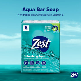 Zest 8-Bar Bath Size Soap Aqua bar close-up