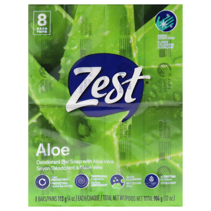 Zest 8-Bar Bath Size Soap Fresh Aloe front view