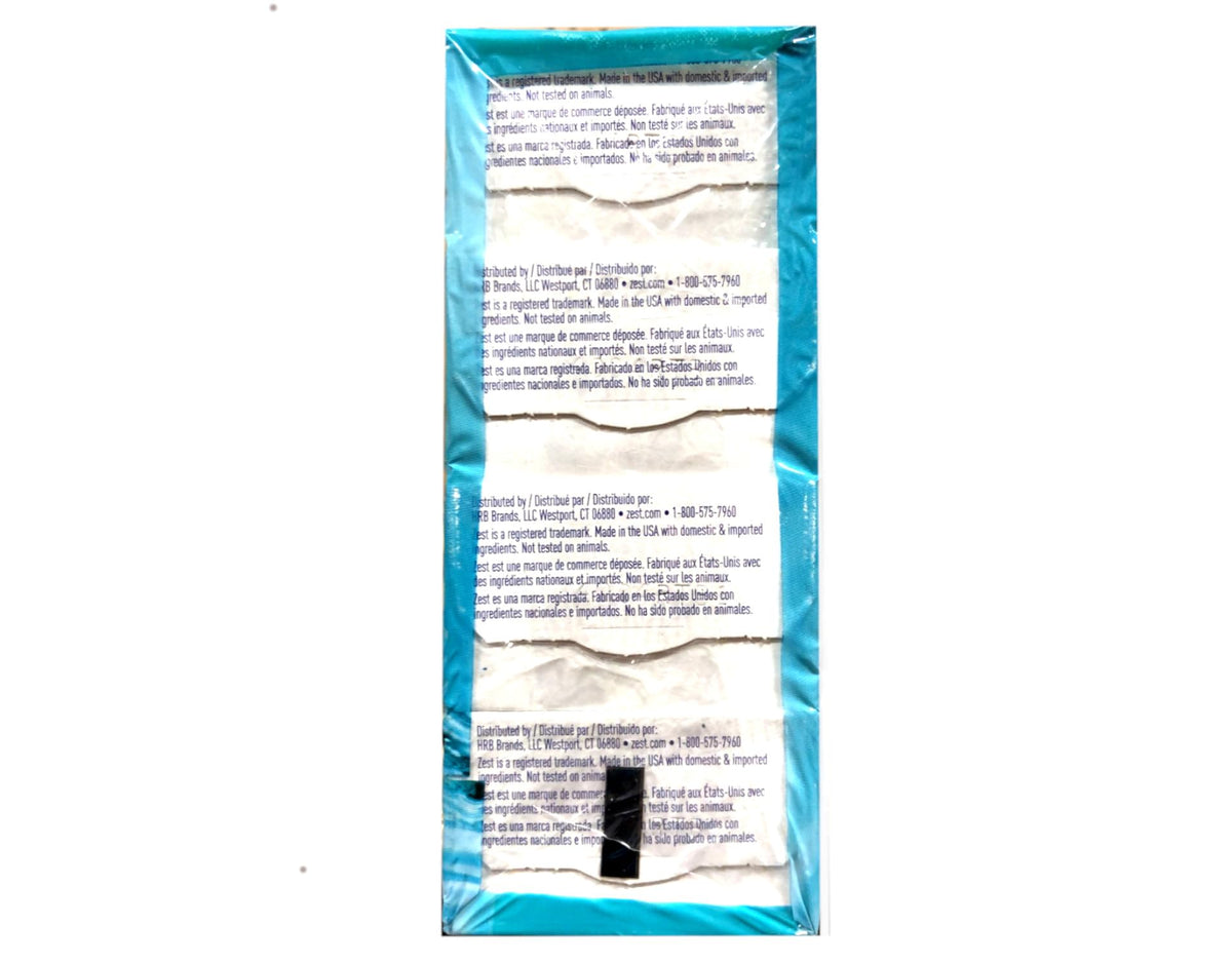 Zest Aqua Pure Cleansing Bar Soap ingredients list on packaging