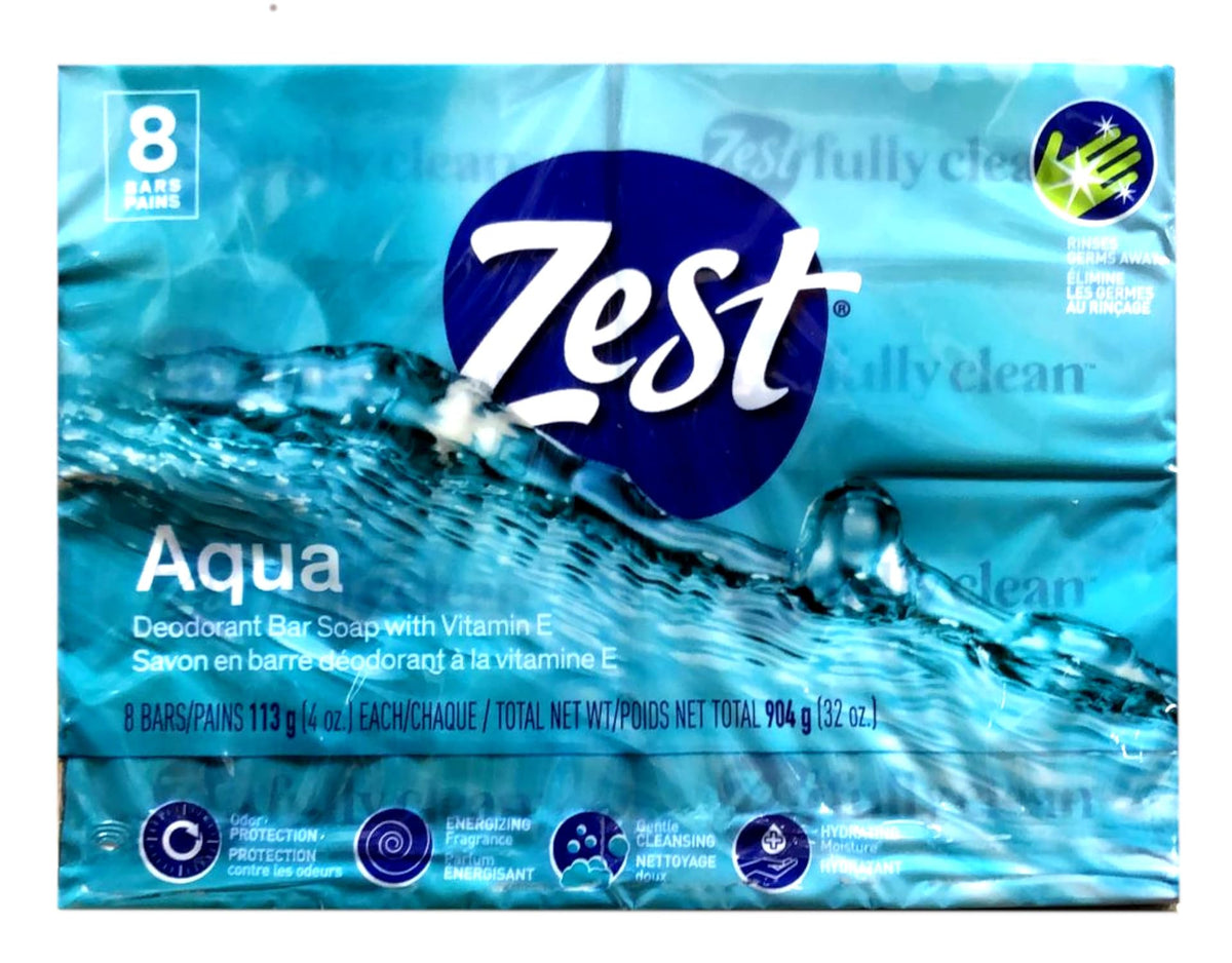 Zest Aqua Pure Cleansing Bar Soap showing rich lather in water