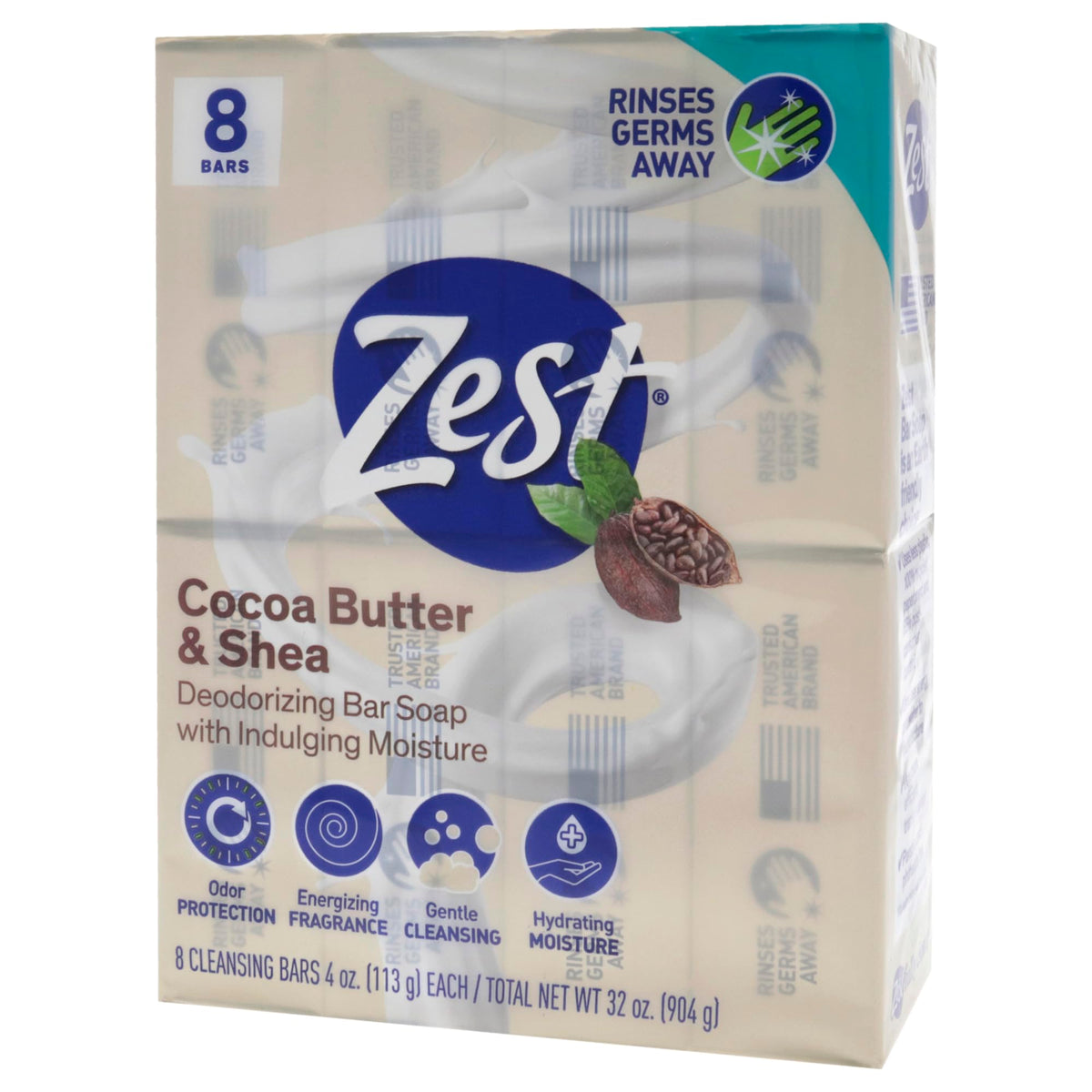 Zest Cocoa Butter & Shea Soap Bars packaging