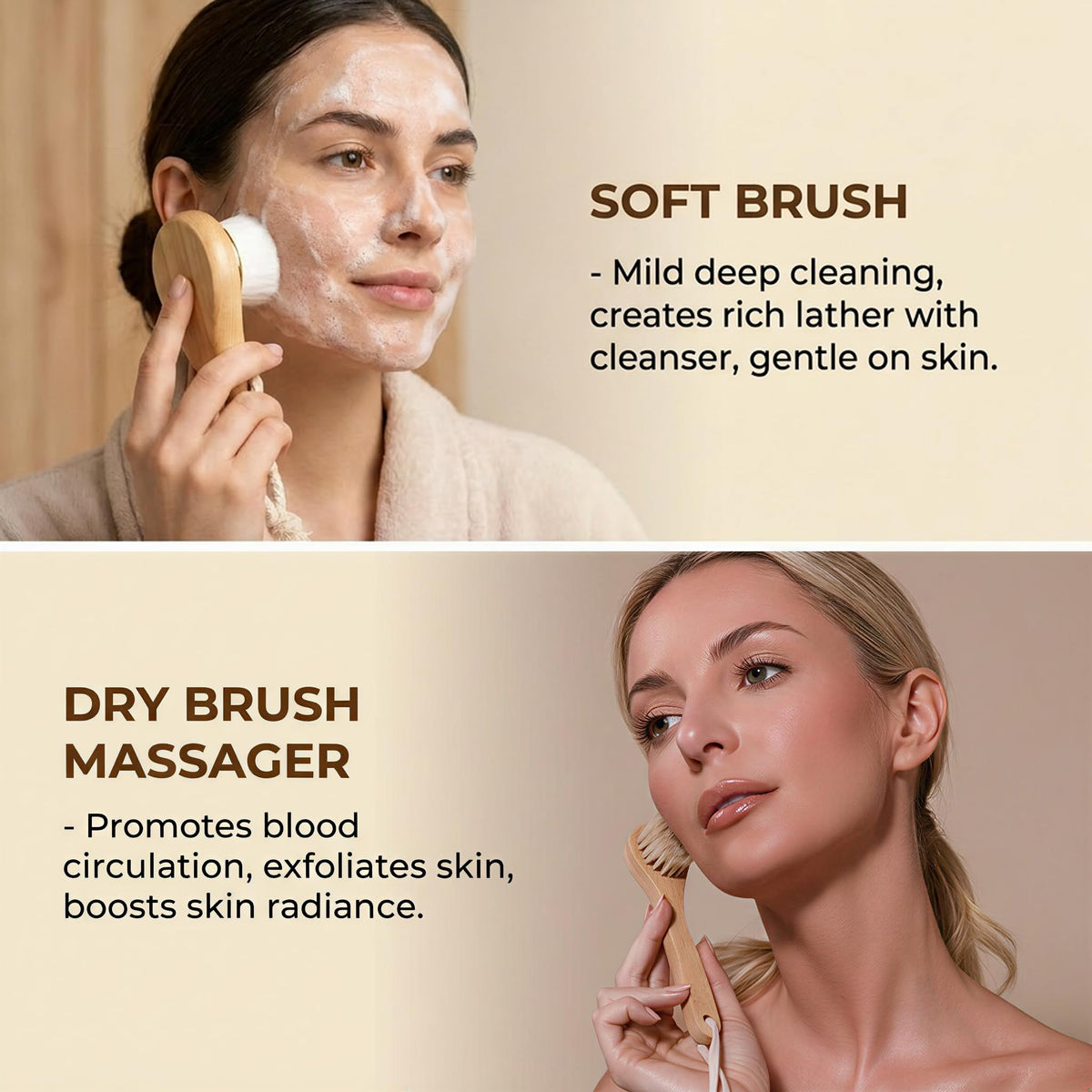 Zeutch detachable long handle for body brush