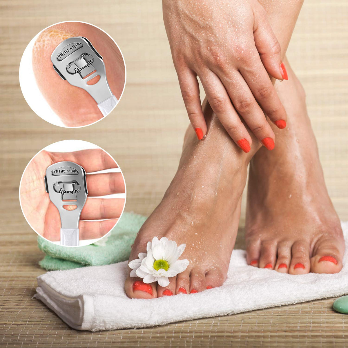 Zhehao Callus Shaver Set in use on feet for callus removal