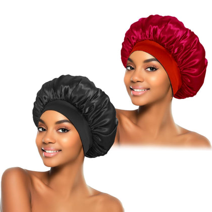 ZHENSILK Silk Bonnet front view in black and burgundy