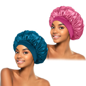 ZHENSILK silk bonnet peacock blue front view