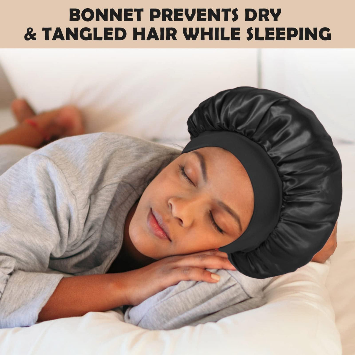 ZHENSILK silk bonnet showing soft elastic band