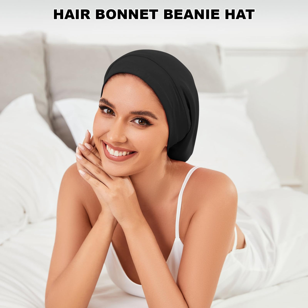 ZHENSILK Silk Satin Lined Bonnet displayed on a table