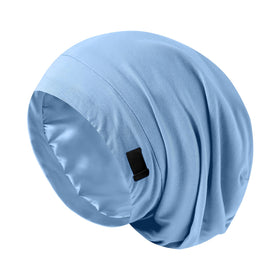 ZHENSILK Silk Satin Lined Bonnet front view in black