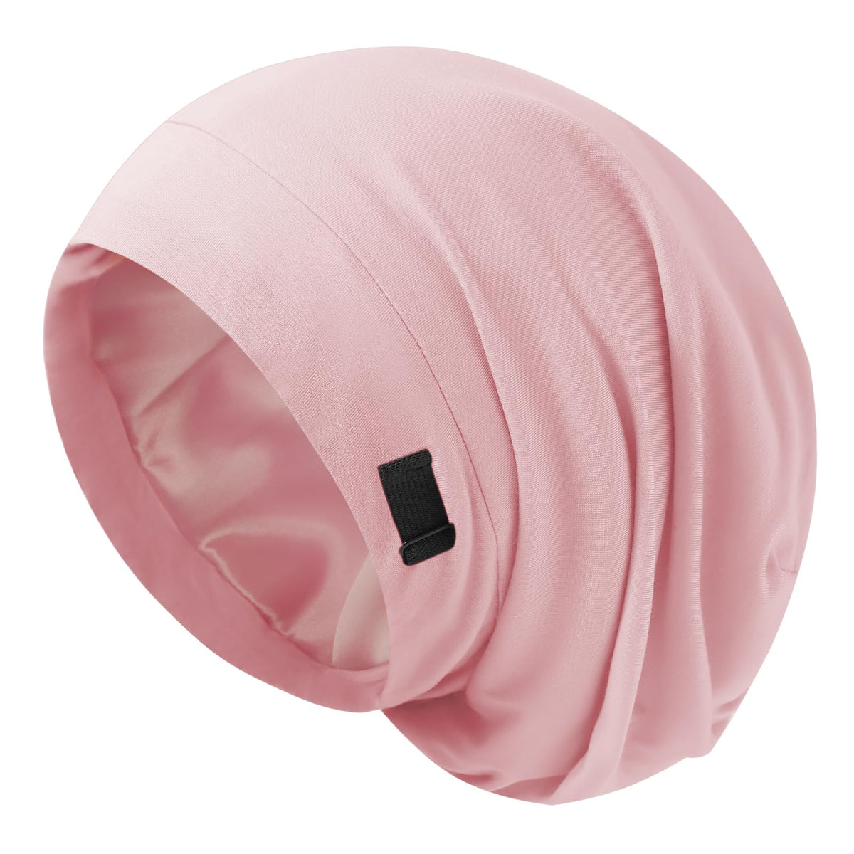 ZHENSILK Silk Satin Lined Bonnet front view in black
