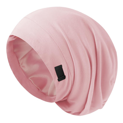 ZHENSILK Silk Satin Lined Bonnet front view in black