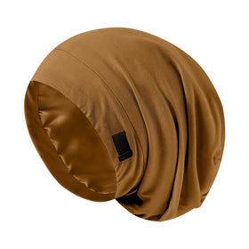 ZHENSILK Silk Satin Lined Bonnet front view in black