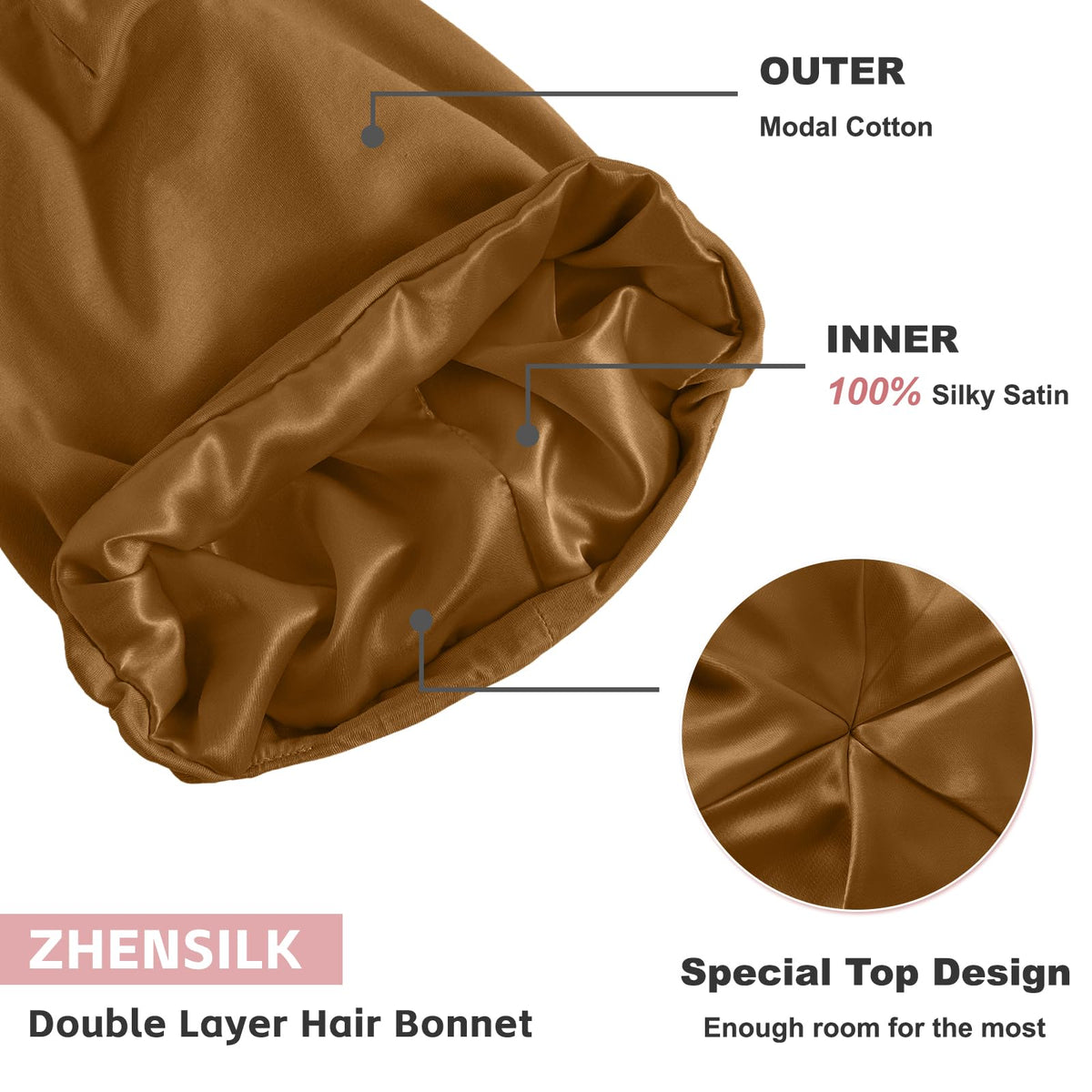 ZHENSILK Silk Satin Lined Bonnet in packaging