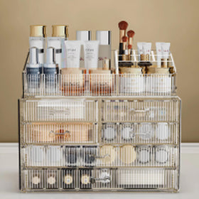 ZHIAI makeup organiser with cosmetics arranged inside