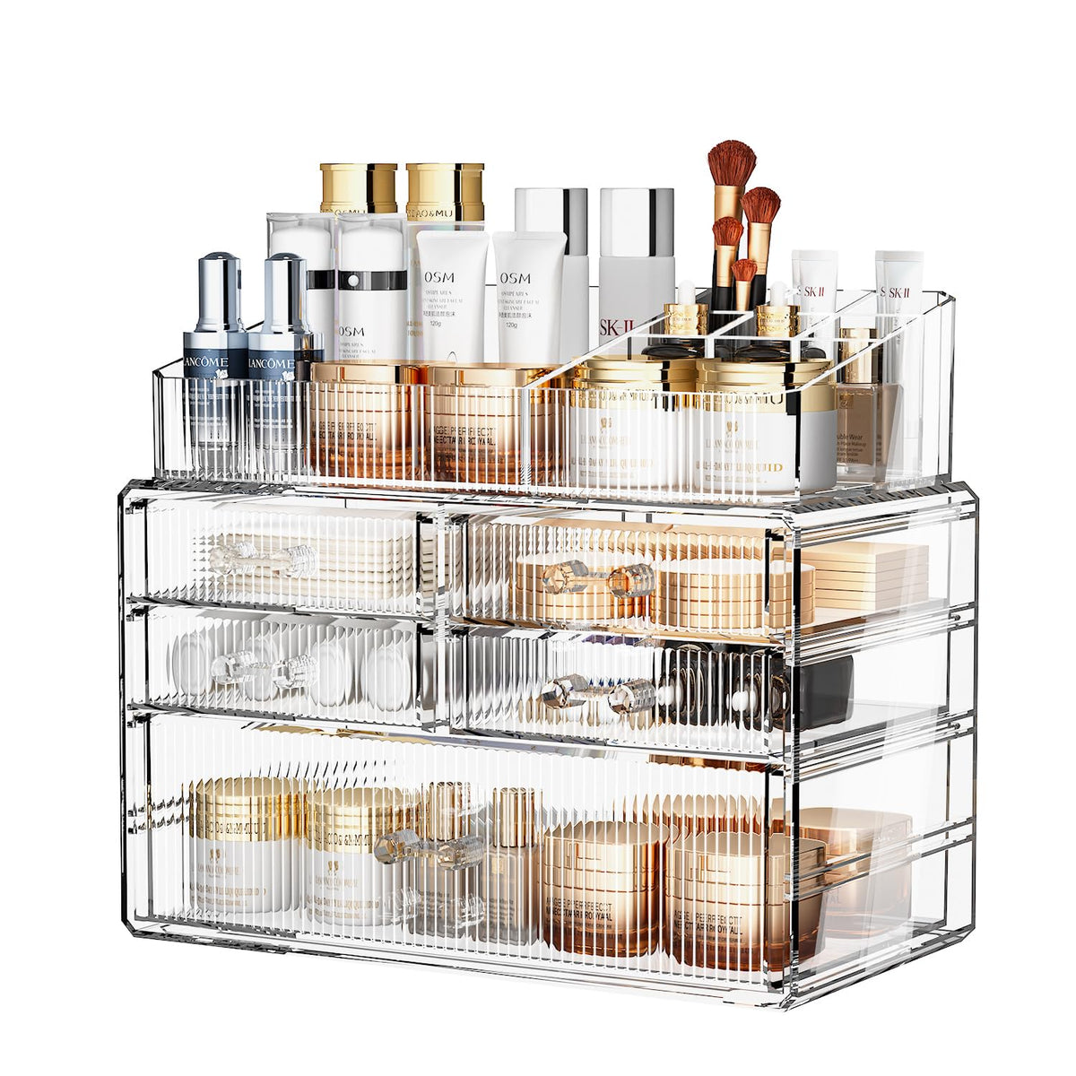 ZHIAI Makeup Organizer on a vanity table with beauty products