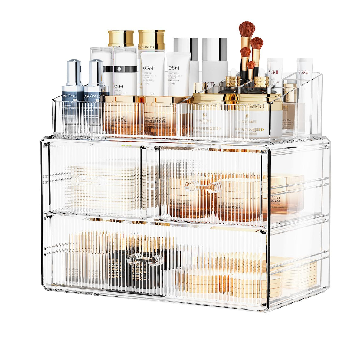 ZHIAI Stackable Cosmetic Organizer with jewellery displayed