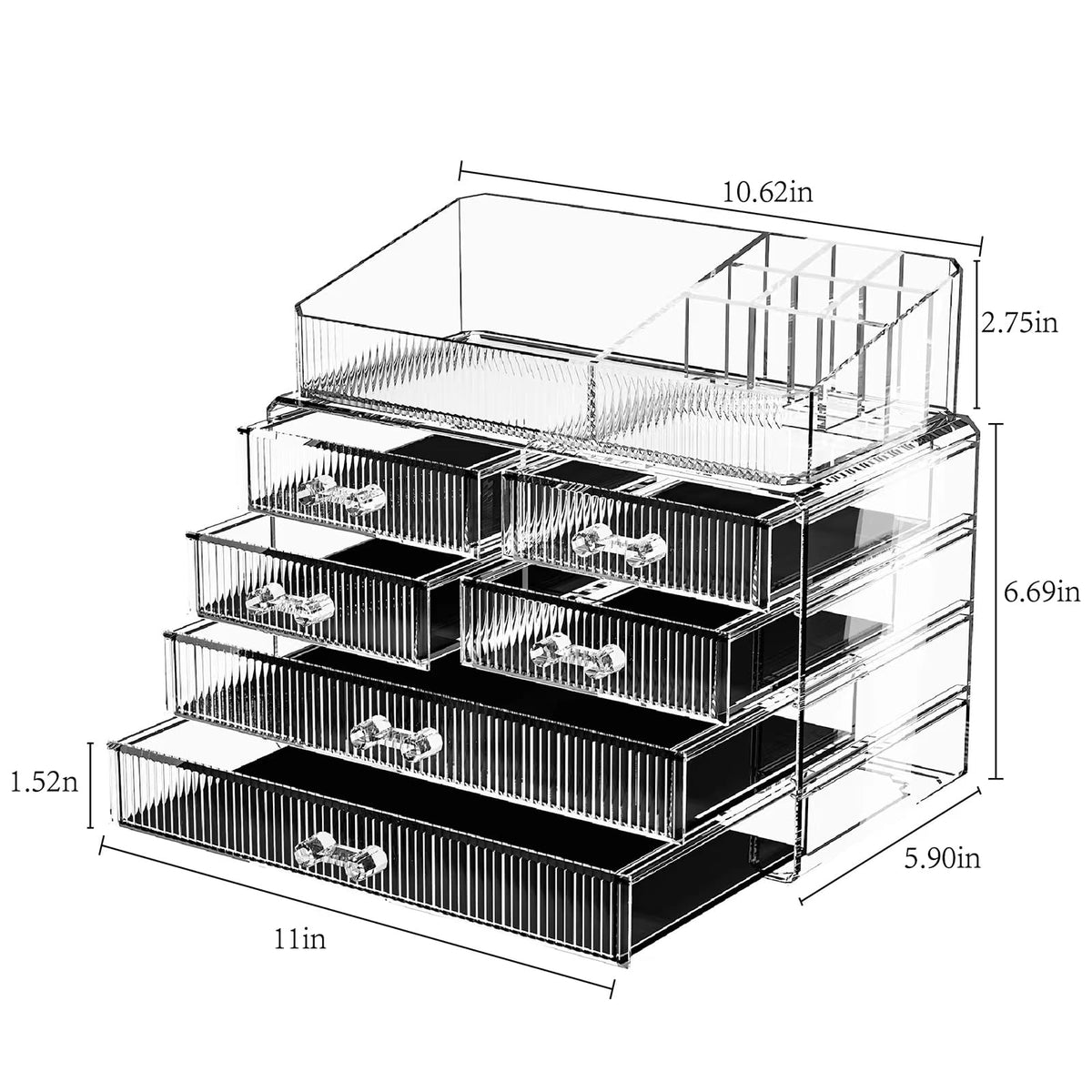 ZHIAI storage drawers with various makeup products