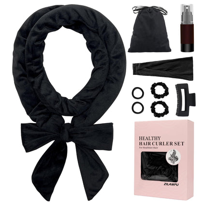 ZILAMPU heatless curls headband 70" long in black front view