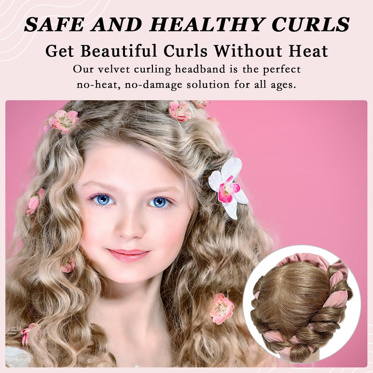 ZILAMPU Heatless Curls headband with soft velvet material close-up