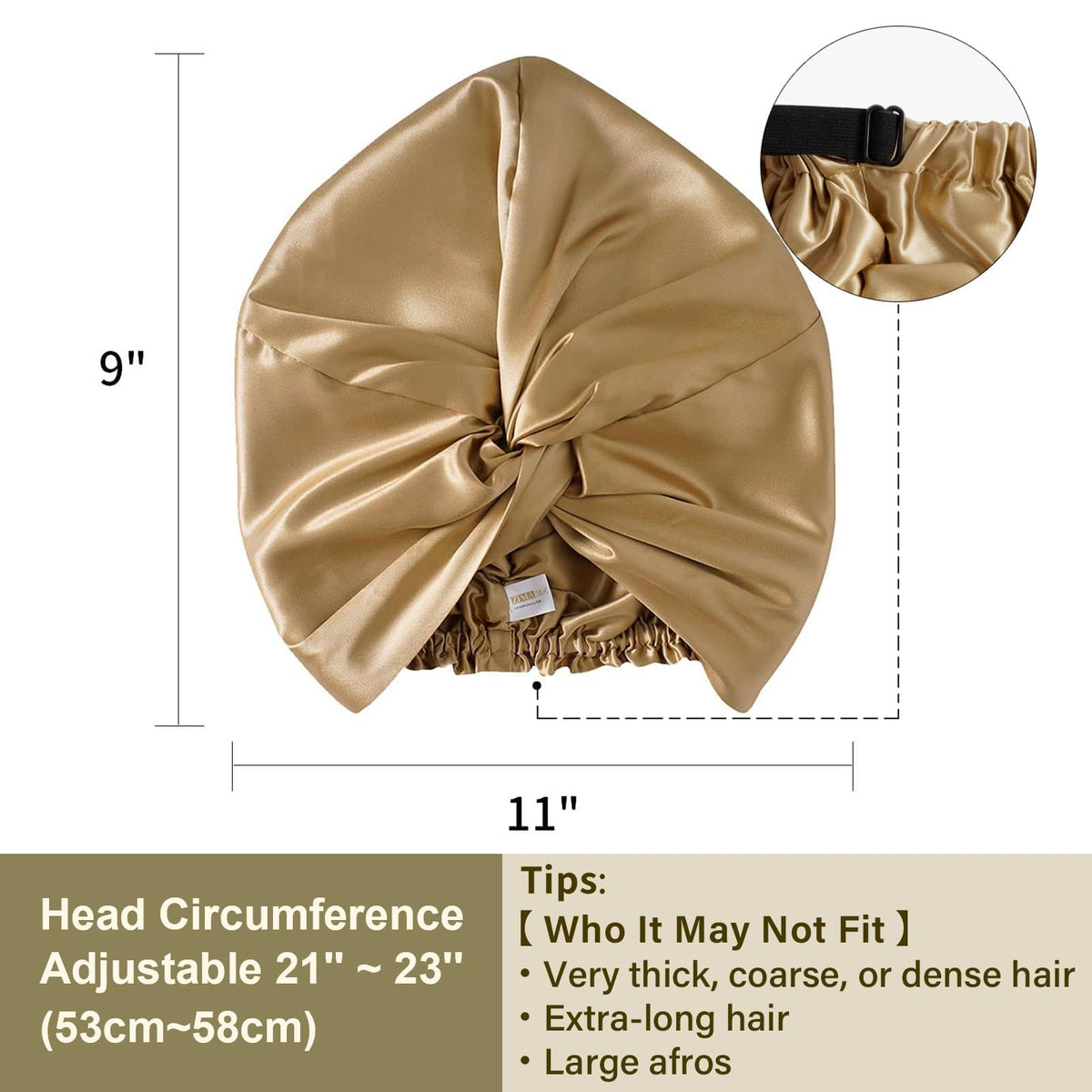 ZIMASILK 22 Momme Silk Bonnet in gold packaging