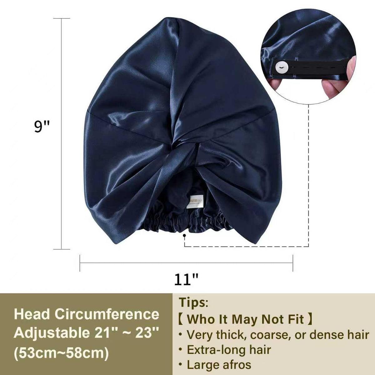 ZIMASILK silk bonnet navy on a pillow