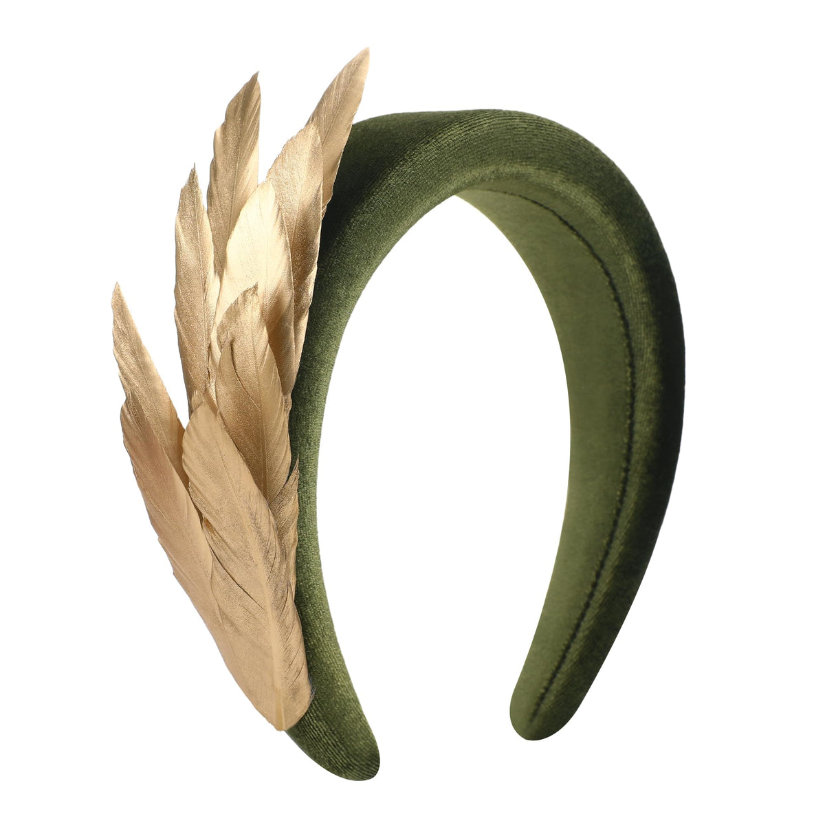 Zinniday 1920s Feather Fascinator Headband in Champagne front view