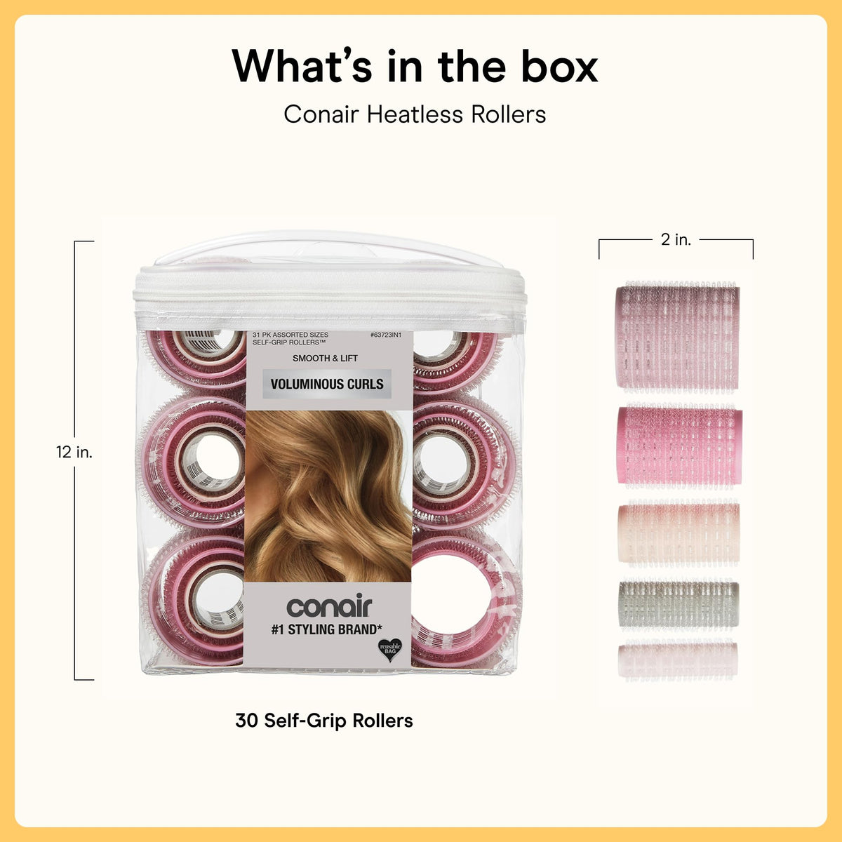 Zippered storage case for Conair Heatless Curls Hair Rollers