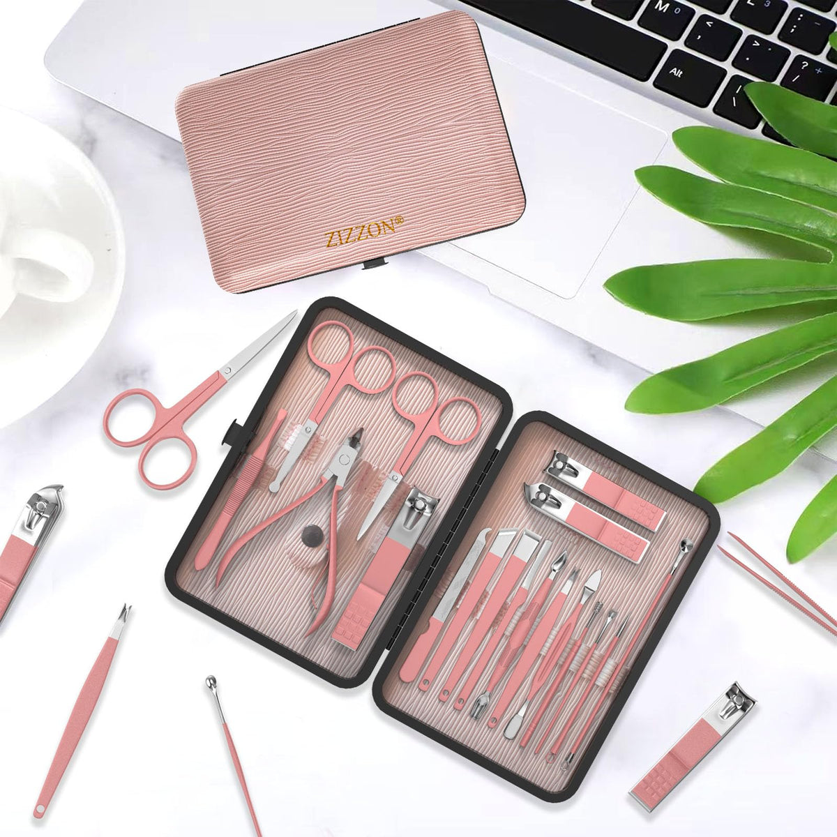 ZIZZON grooming kit with push-button case mechanism