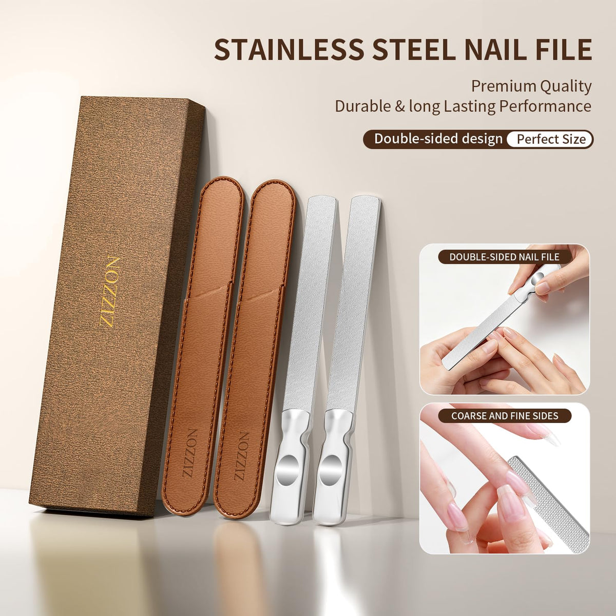 ZIZZON nail file alongside other nail care tools