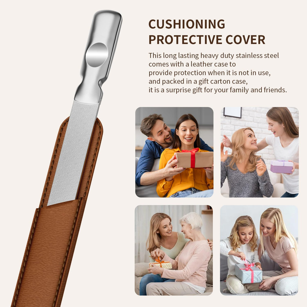 ZIZZON nail file displayed on a wooden table