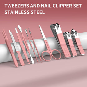 ZIZZON Travel Mini Manicure Set displayed next to a make-up bag