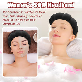 Zkptops Spa Headband and Wristband Set on a bathroom counter