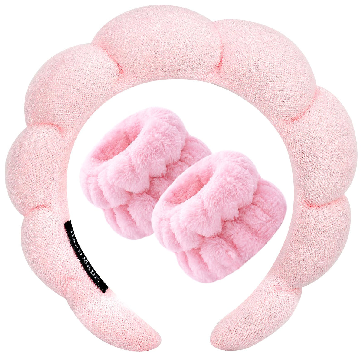 Zkptops Spa Headband Set in Pink with sponge lining