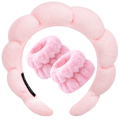 Zkptops Spa Headband Set in Pink with sponge lining