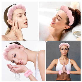 Zkptops Spa Headband worn by a woman during skincare
