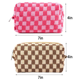 ZLFSRQ Checkered Makeup Bag set being used as a toiletry bag