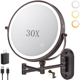 ZLOKLA 9-inch wall mounted lighted makeup mirror front view