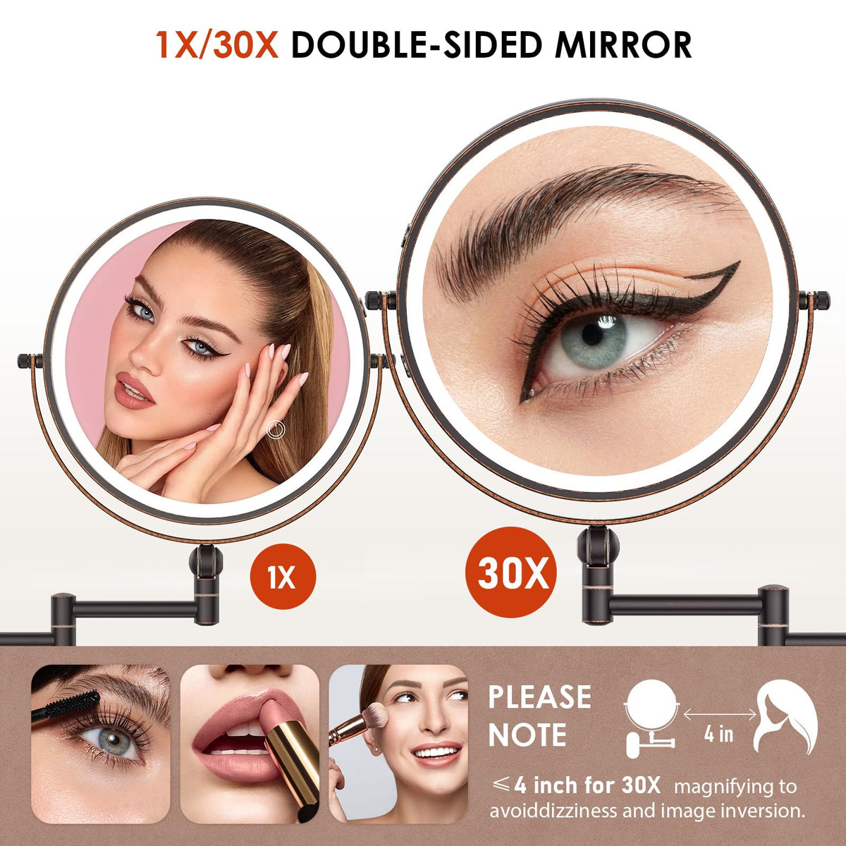 ZLOKLA lighted makeup mirror with adjustable arm