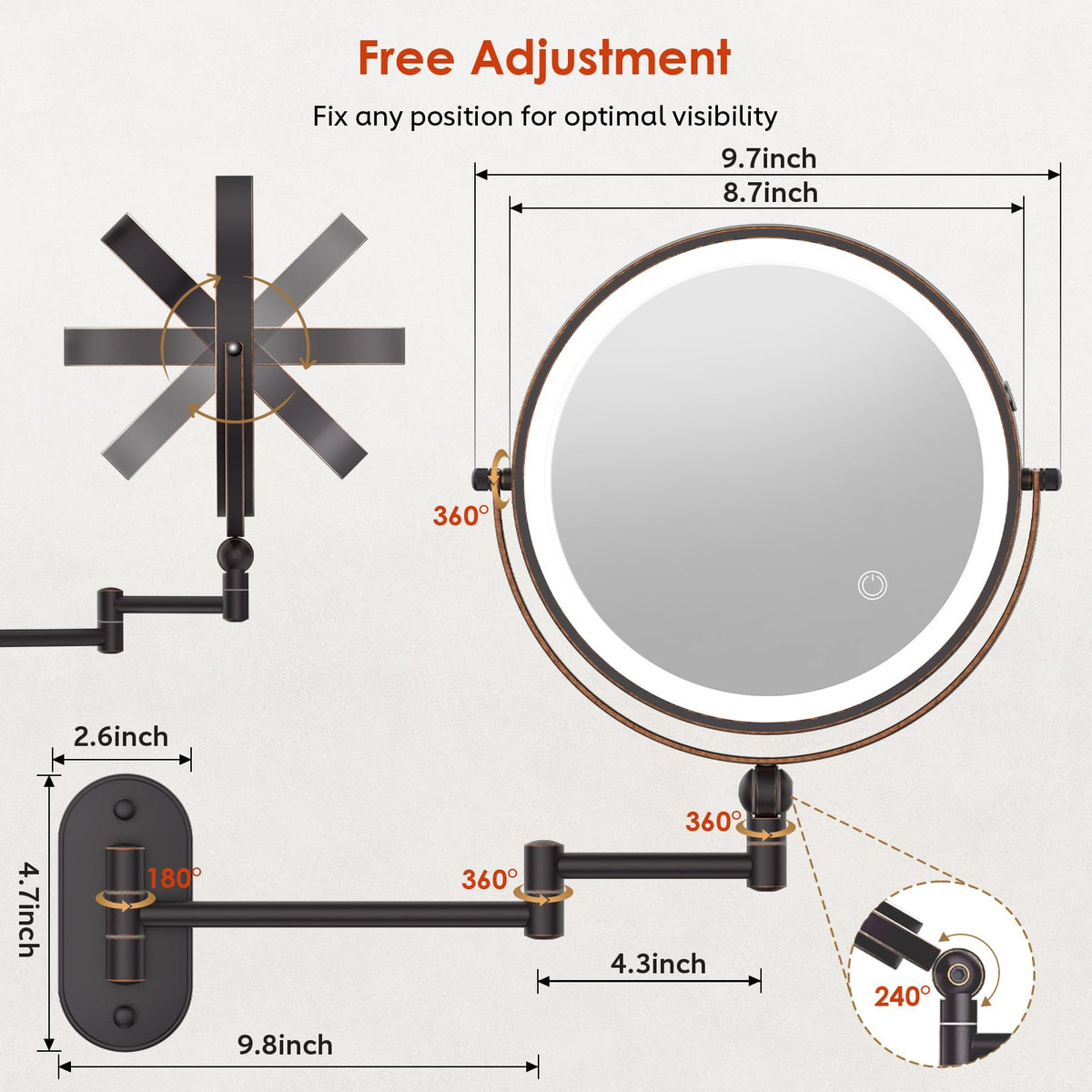 ZLOKLA wall mounted mirror in a bathroom setting