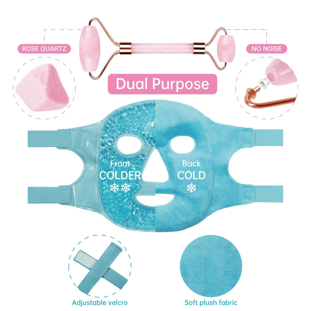ZNÖCUETÖD ice face mask and jade roller set with accessories