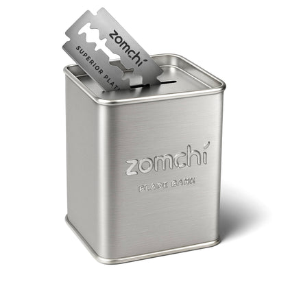ZOMCHI Razor Blade Bank front view in silver