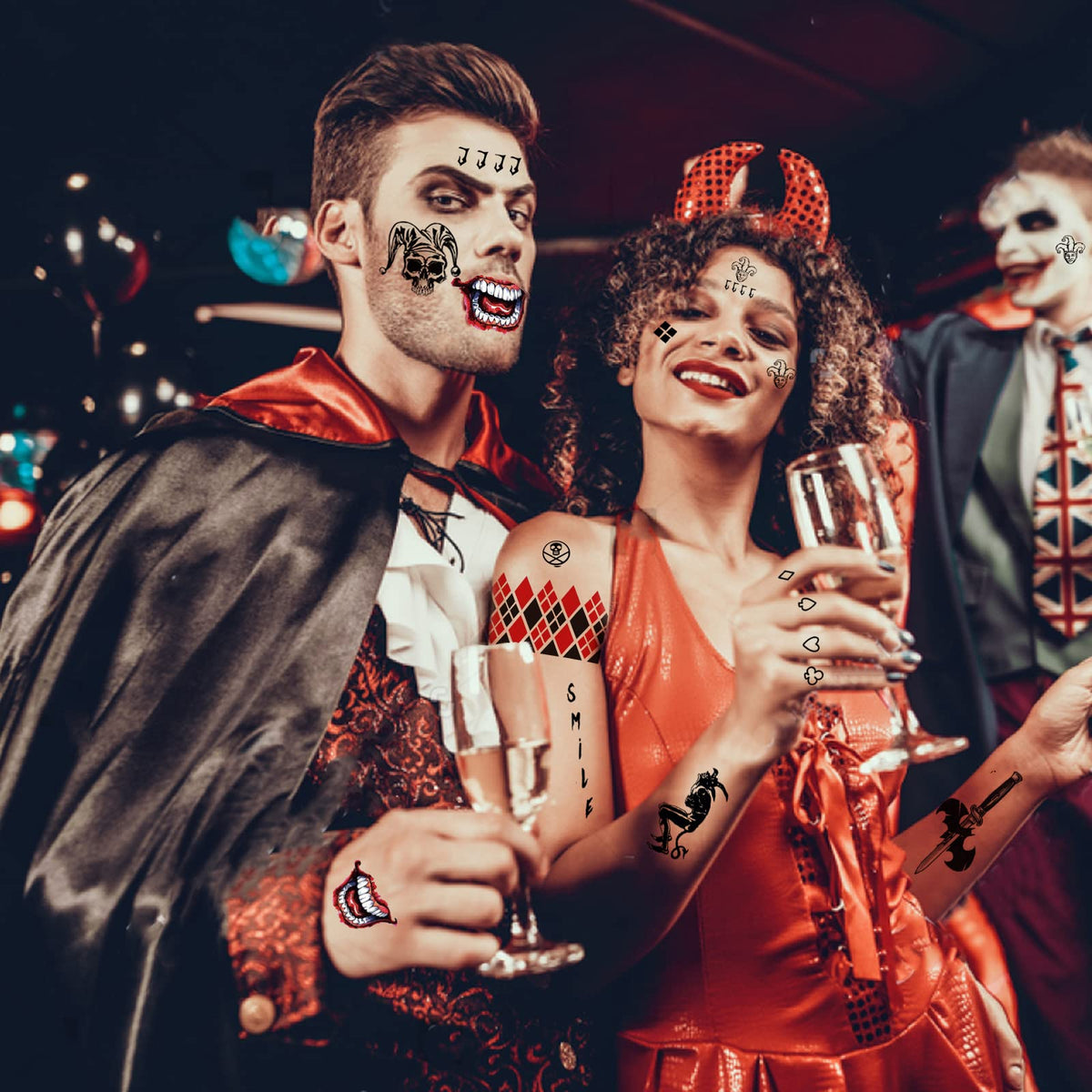 Zomme Halloween tattoos in a group setting for party