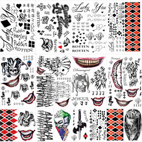 Zomme Halloween Temporary Tattoos set with Joker and spooky designs