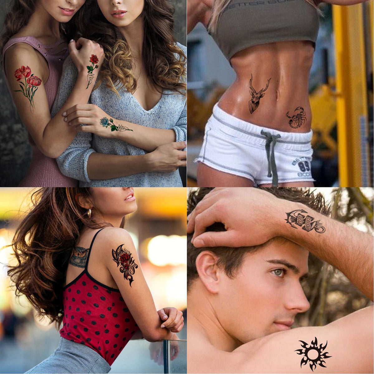 Zomme temporary tattoos displayed on a table with damp paper towel