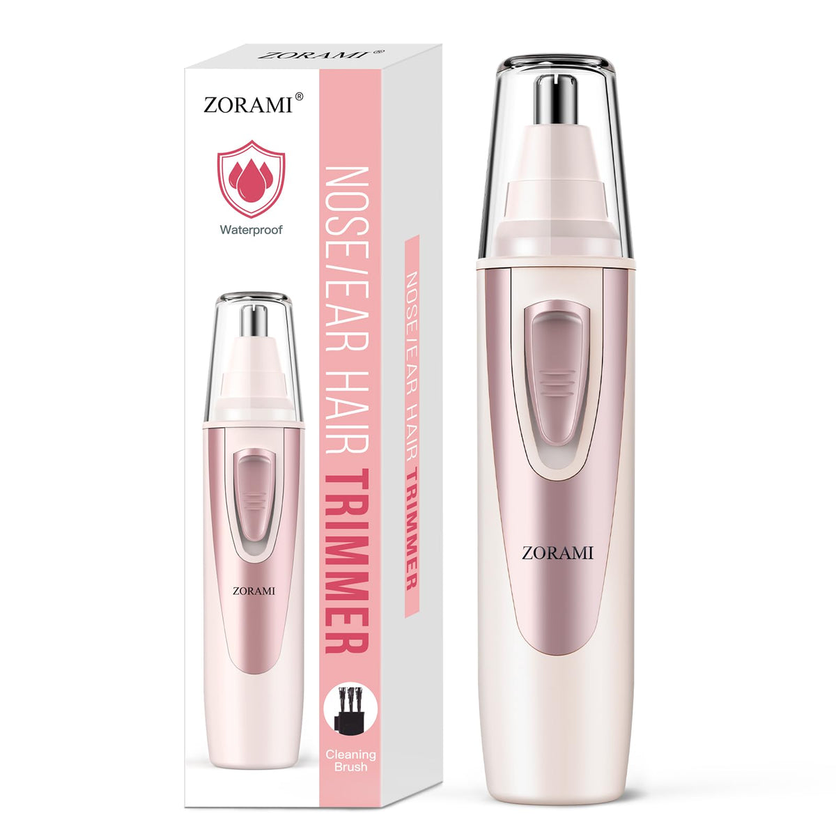 ZORAMI Ear and Nose Hair Trimmer front view in rose pink