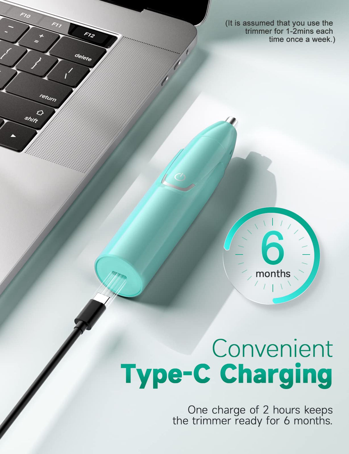 ZORAMI trimmer showing USB C charging port