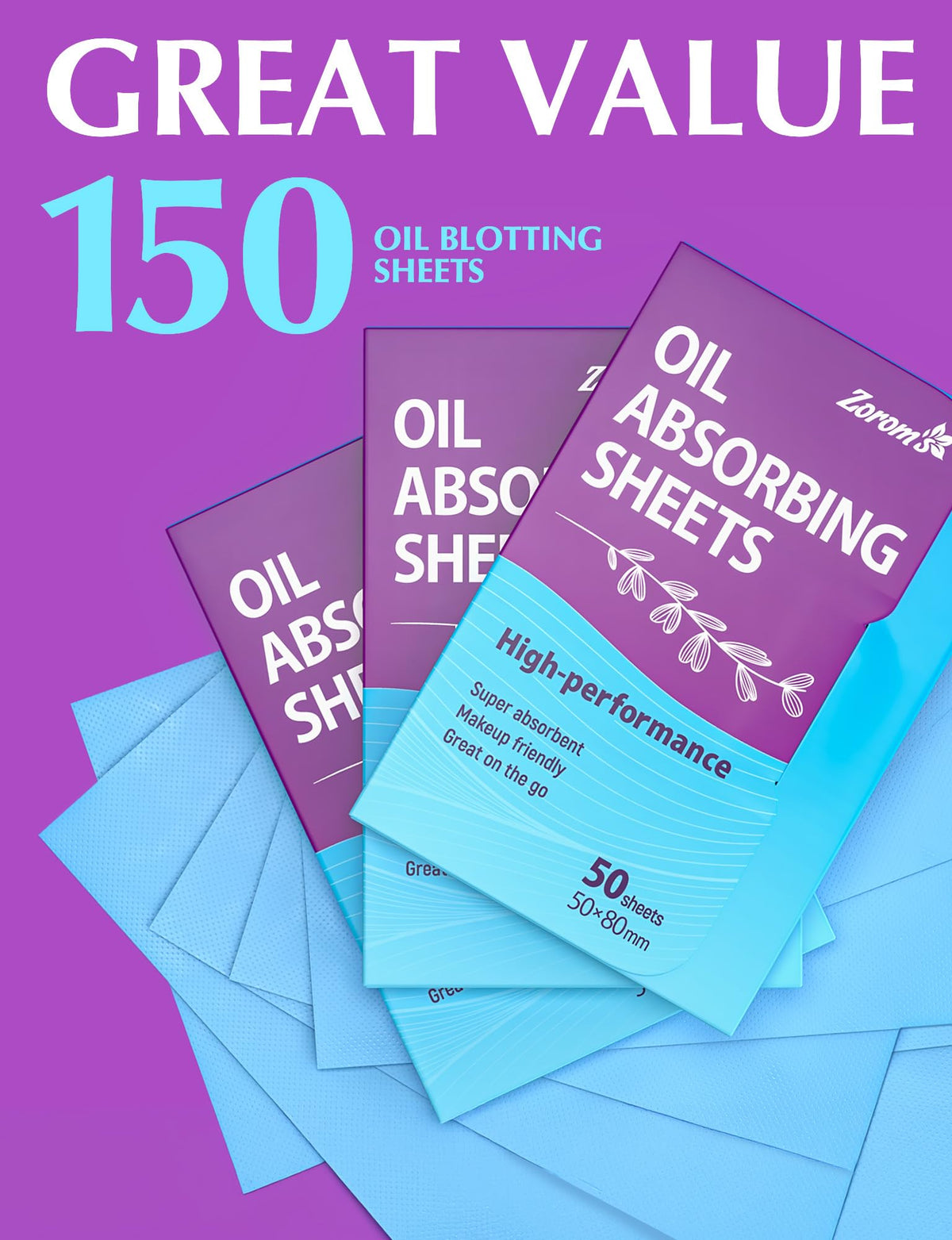 ZOROM'S Oil Absorbing Sheets in hand for quick touch-up