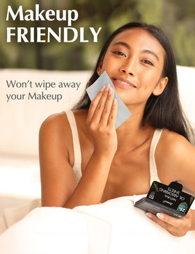 ZOROM'S XL Oil Blotting Sheets being used on the face