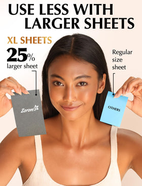 ZOROM'S XL Oil Blotting Sheets in a compact packaging