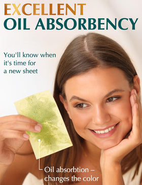 ZOROM'S XL Oil Blotting Sheets showing green tea extract detail