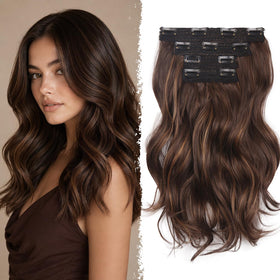 ZQIAN BEAUTY 14 Inch Brown Clip In Hair Extensions front view